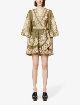 ZIMMERMANN Anneke floral-pattern cotton mini wrap-dress