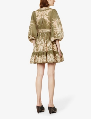 ZIMMERMANN Anneke floral-pattern cotton mini wrap-dress