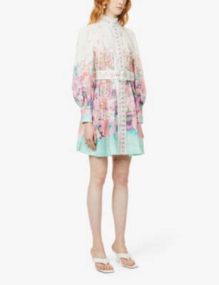 ZIMMERMANN Jude floral-print linen mini dress