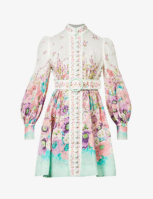 ZIMMERMANN: Jude floral-print linen mini dress