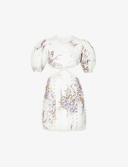 ZIMMERMANN: Jude floral-print linen mini dress