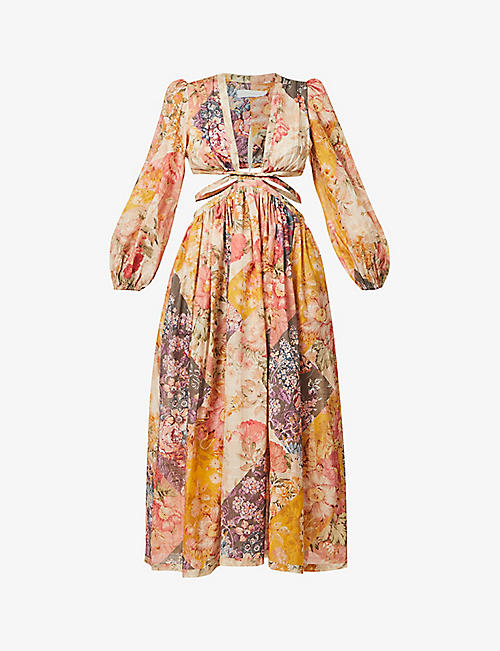ZIMMERMANN: Pattie patchwork-pattern cotton-poplin maxi dress