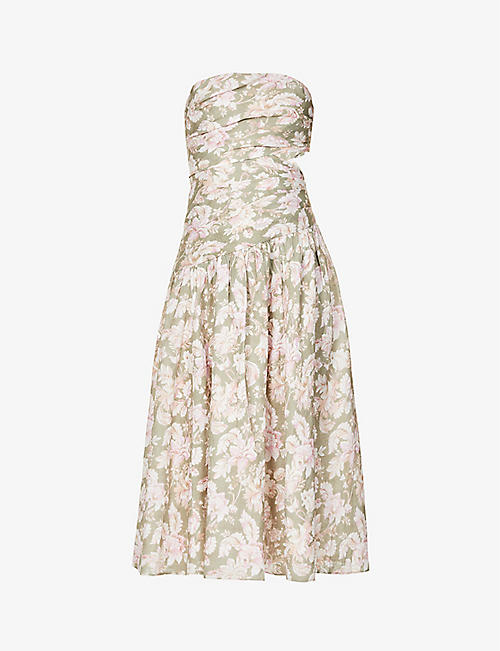 ZIMMERMANN: Lyre floral-print linen midi dress