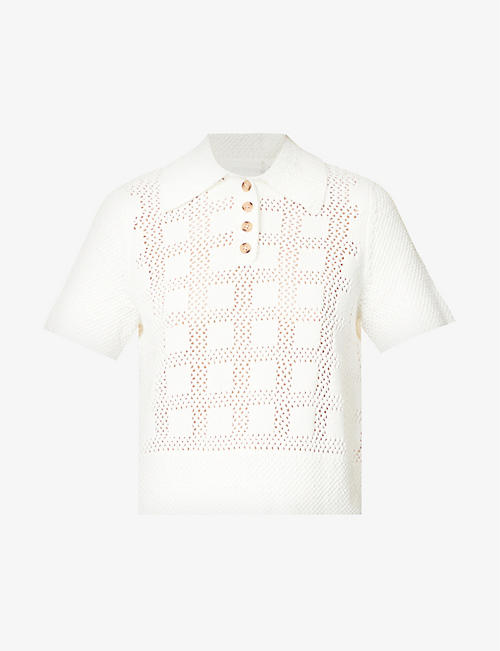 ZIMMERMANN: Lyre open-knit cotton-crochet polo top