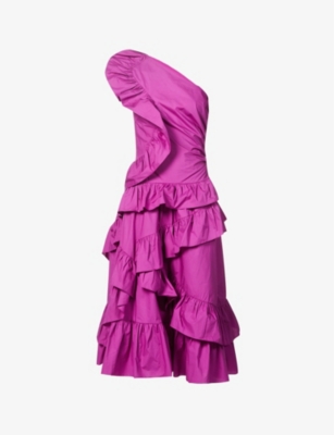 ULLA JOHNSON ONDINE RUFFLED COTTON MIDI DRESS