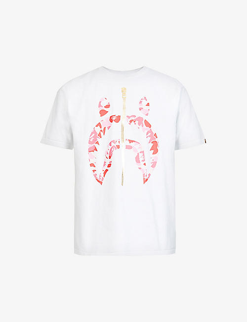 A BATHING APE：鲨鱼图形印花平纹针织棉 T 恤