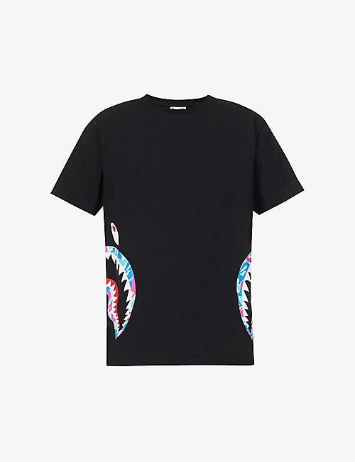 A BATHING APE: Side Shark camo-print cotton T-shirt