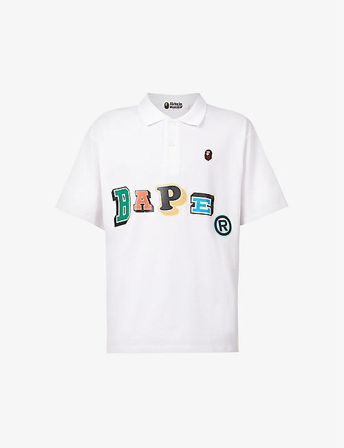 A BATHING APE: Logo-embroidered cotton-piqué polo shirt