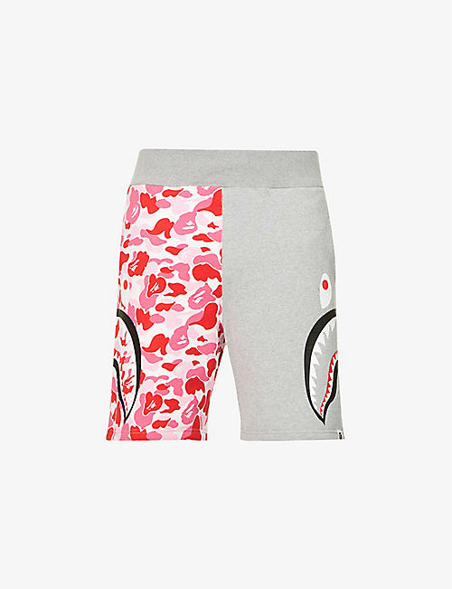 A BATHING APE: Graphic-print cotton-jersey shorts