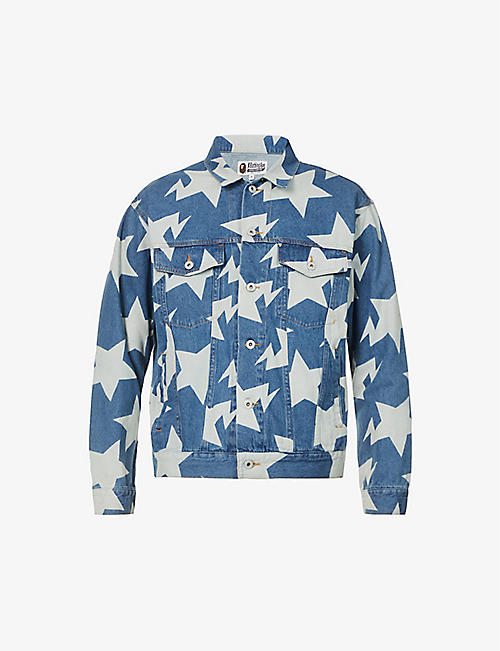 A BATHING APE: BAPE STA graphic-pattern relaxed-fit denim jacket