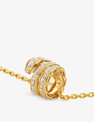 BVLGARI Serpenti Viper 18ct yellow-gold and 0.63ct round-cut diamond pendant necklace