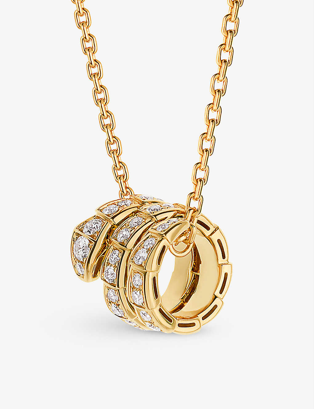 Shop Bvlgari Womens Yellow Serpenti Viper 18ct Yellow-gold And 0.63ct Round-cut Diamond Pendant Necklace
