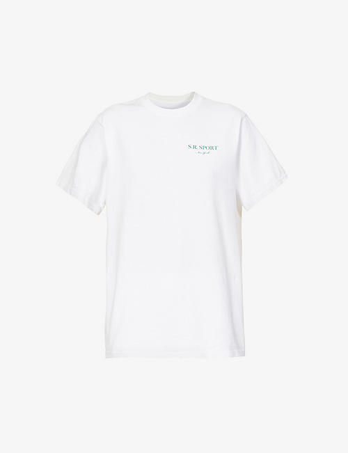 SPORTY & RICH：Wimbledon 图案印花平纹针织棉 T 恤