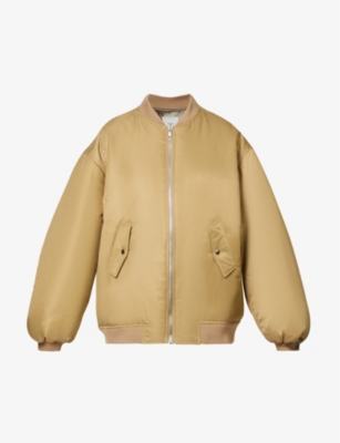 The Frankie Shop Astra Oversized Shell Bomber Jacket In Olive