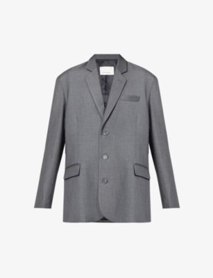 Shop The Frankie Shop Frankie Shop Women's Dark Grey Gelso Oversized Woven Blazer