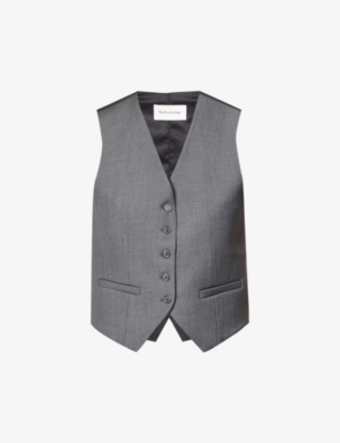 The Frankie Shop Gelso Grain De Poudre And Satin Vest In Dark Grey