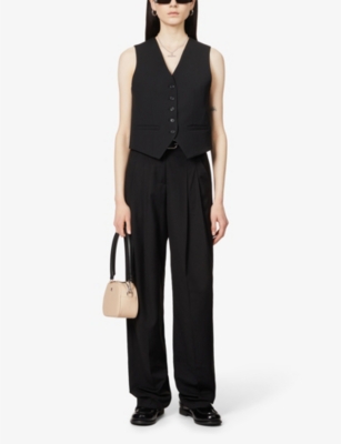 Shop The Frankie Shop Gelso V-neck Woven Waistcoat In Black