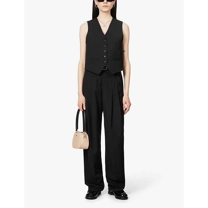 Shop The Frankie Shop Gelso V-neck Woven Waistcoat In Black