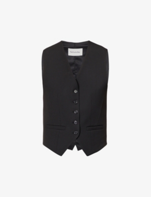 Shop The Frankie Shop Gelso V-neck Woven Waistcoat In Black