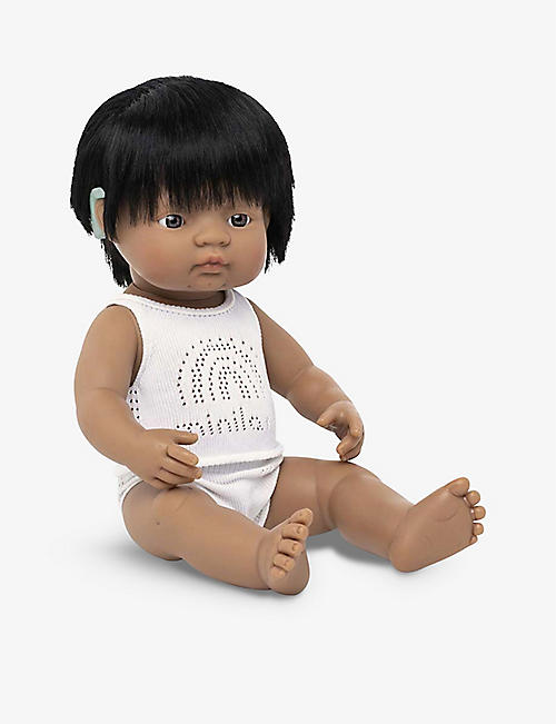 MINILANDS: Educational male baby doll with hearing aid 38cm