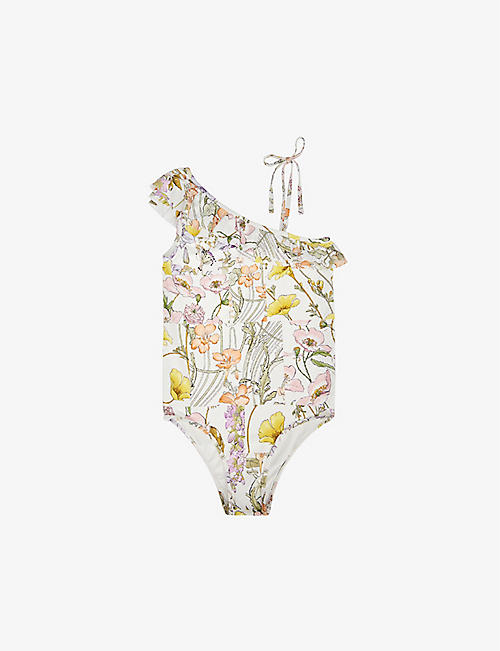 ZIMMERMANN: Jeannie floral-print ruffled swimsuit 4-10 years