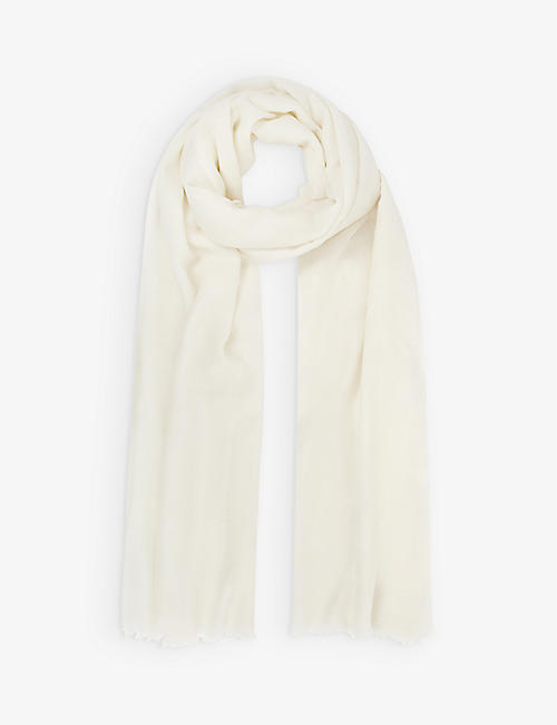 REISS: Heidi fringe-trimmed cashmere scarf
