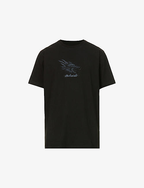 MAHARISHI: Dragon logo-embroidered organic-cotton T-shirt