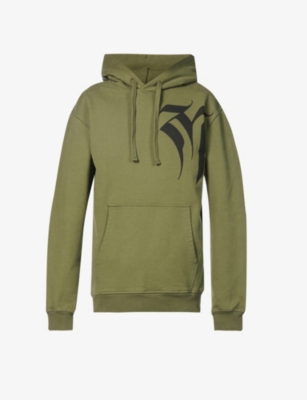 Brand-print relaxed-fit organic cotton-jersey hoody