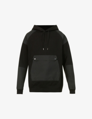 Contrast-panel relaxed-fit organic-cotton hoody