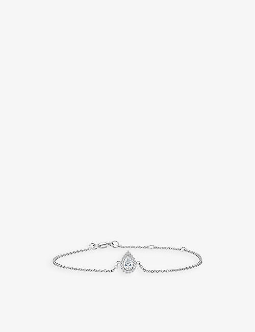 DE BEERS JEWELLERS: Aura 18ct white-gold and 0.35ct pear-cut diamond bracelet
