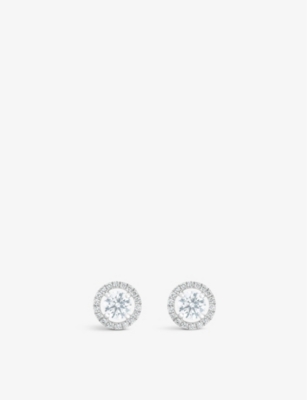 DE BEERS JEWELLERS: Aura 18ct white-gold and 0.52ct round-cut diamond stud earrings