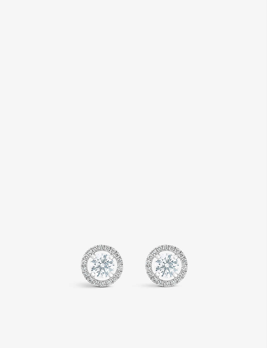 De Beers Aura 18ct White-gold And 0.52ct Round-cut Diamond Stud Earrings In 18k White Gold