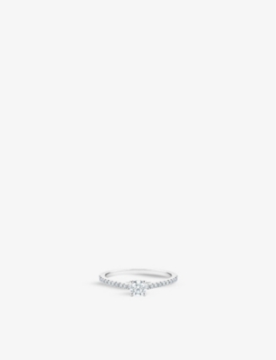 Shop De Beers Jewellers Womens Platinum Db Classic Pavé Platinum And 0.37ct Diamond Ring In Silver