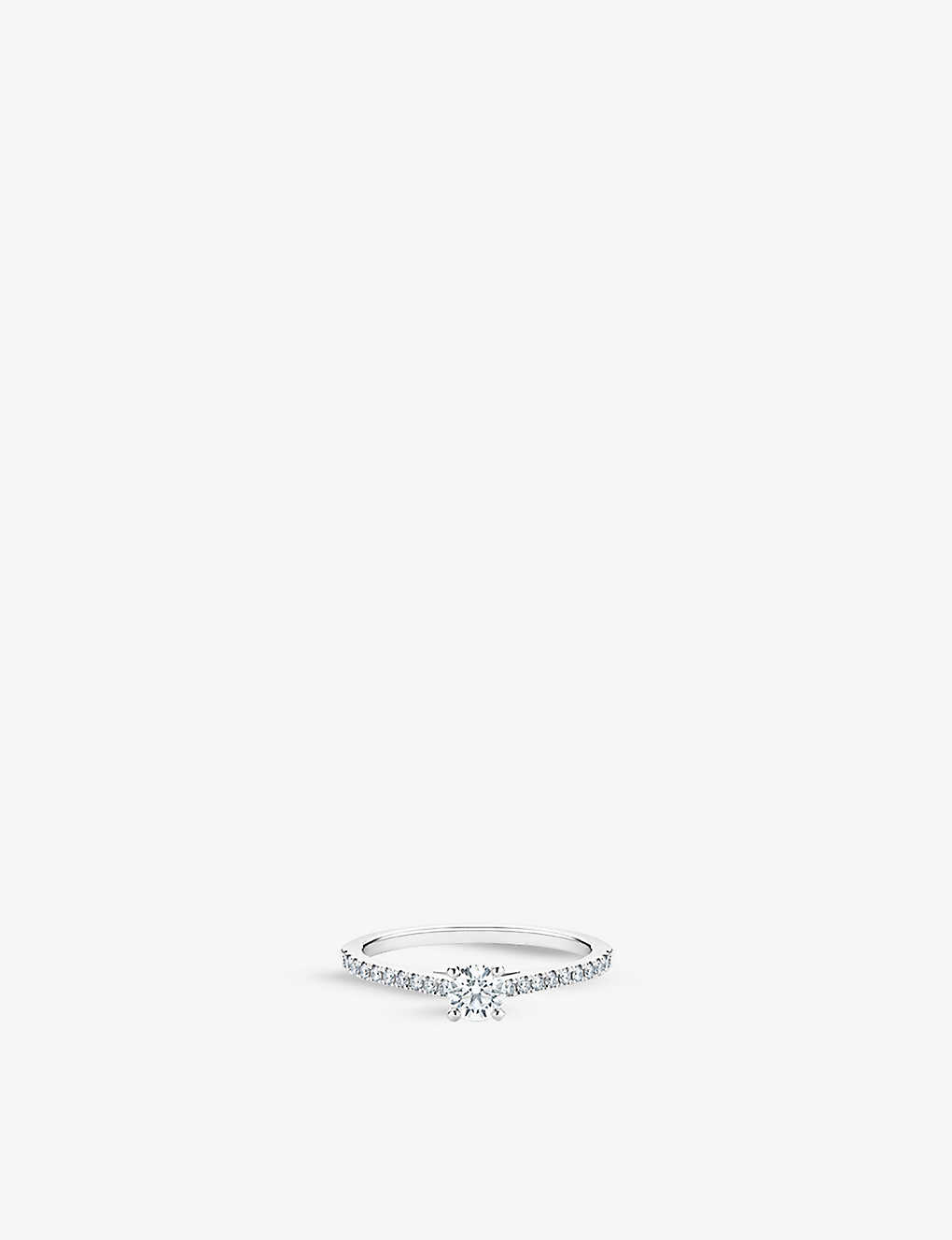 Shop De Beers Db Classic Pavé Platinum And 0.37ct Diamond Ring In Silver