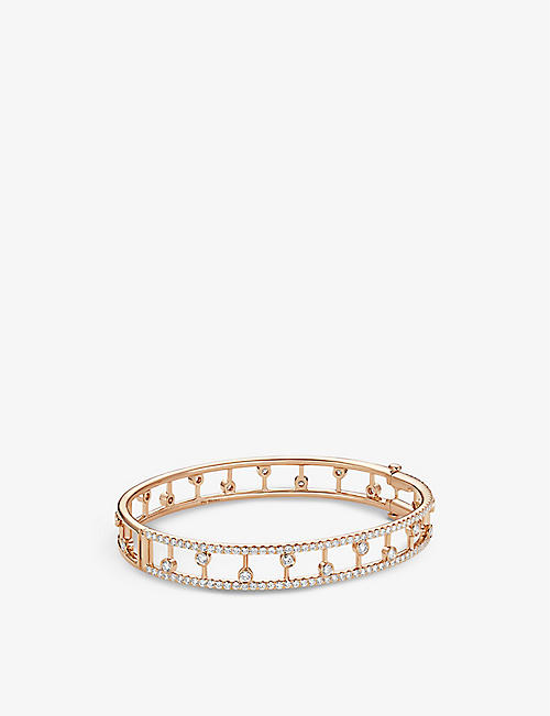 DE BEERS JEWELLERS: Dewdrop 18ct rose-gold and 1.9ct round-cut diamond bangle bracelet
