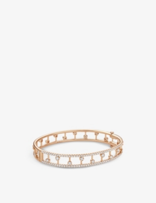 Shop De Beers Dewdrop 18ct Rose-gold And 1.9ct Round-cut Diamond Bangle Bracelet In 18k Rose Gold