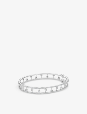 DE BEERS JEWELLERS: Dewdrop 18ct white-gold and 1.9ct round-cut diamond bangle bracelet