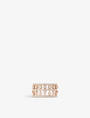 De Beers Dewdrop 18ct Rose-gold And 0.89ct Round-cut Diamond Ring In 18k Rose Gold