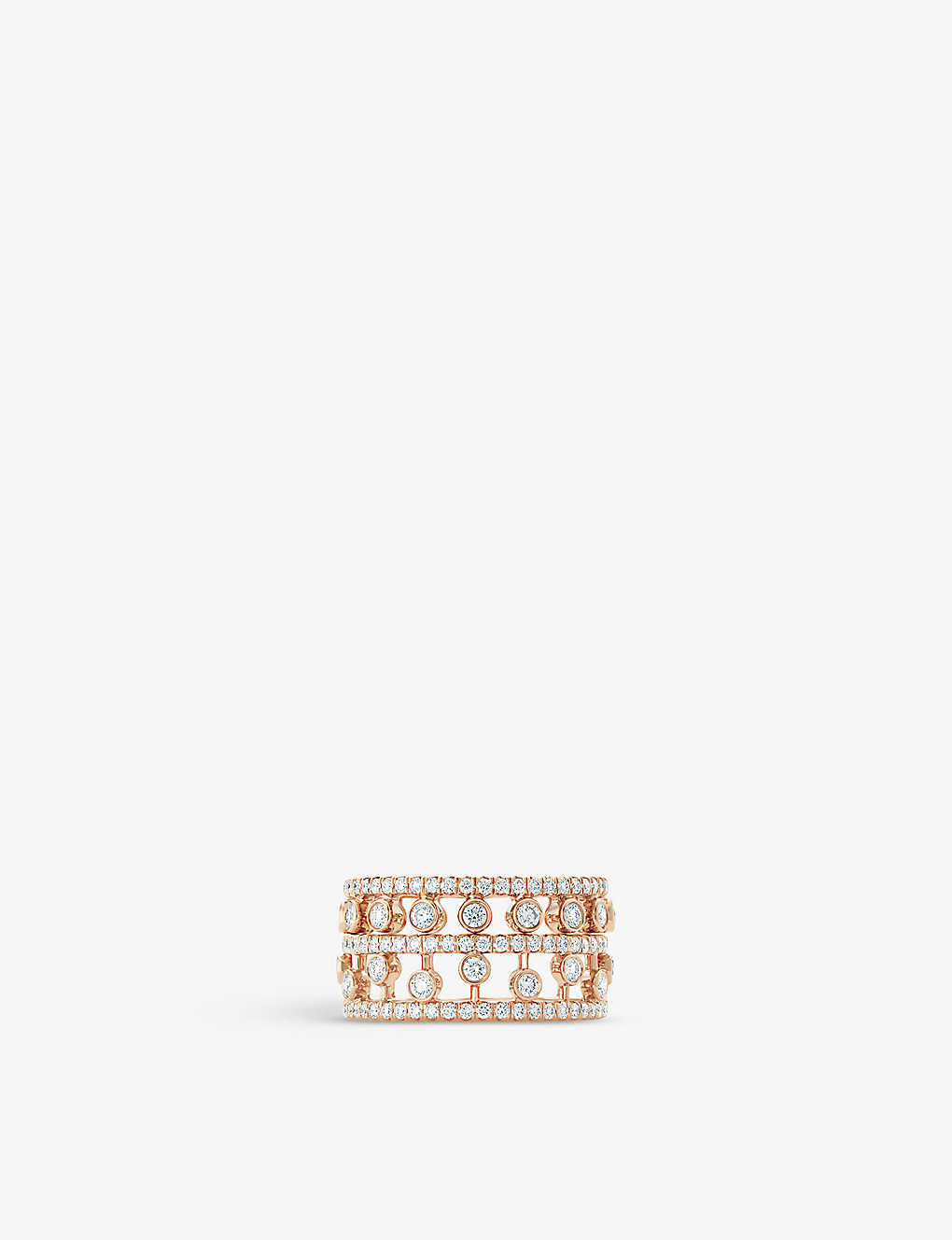 De Beers Dewdrop 18ct Rose-gold And 0.89ct Round-cut Diamond Ring In 18k Rose Gold