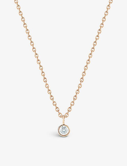 DE BEERS JEWELLERS: Clea 18ct rose-gold and 0.07ct round-cut diamond pendant necklace