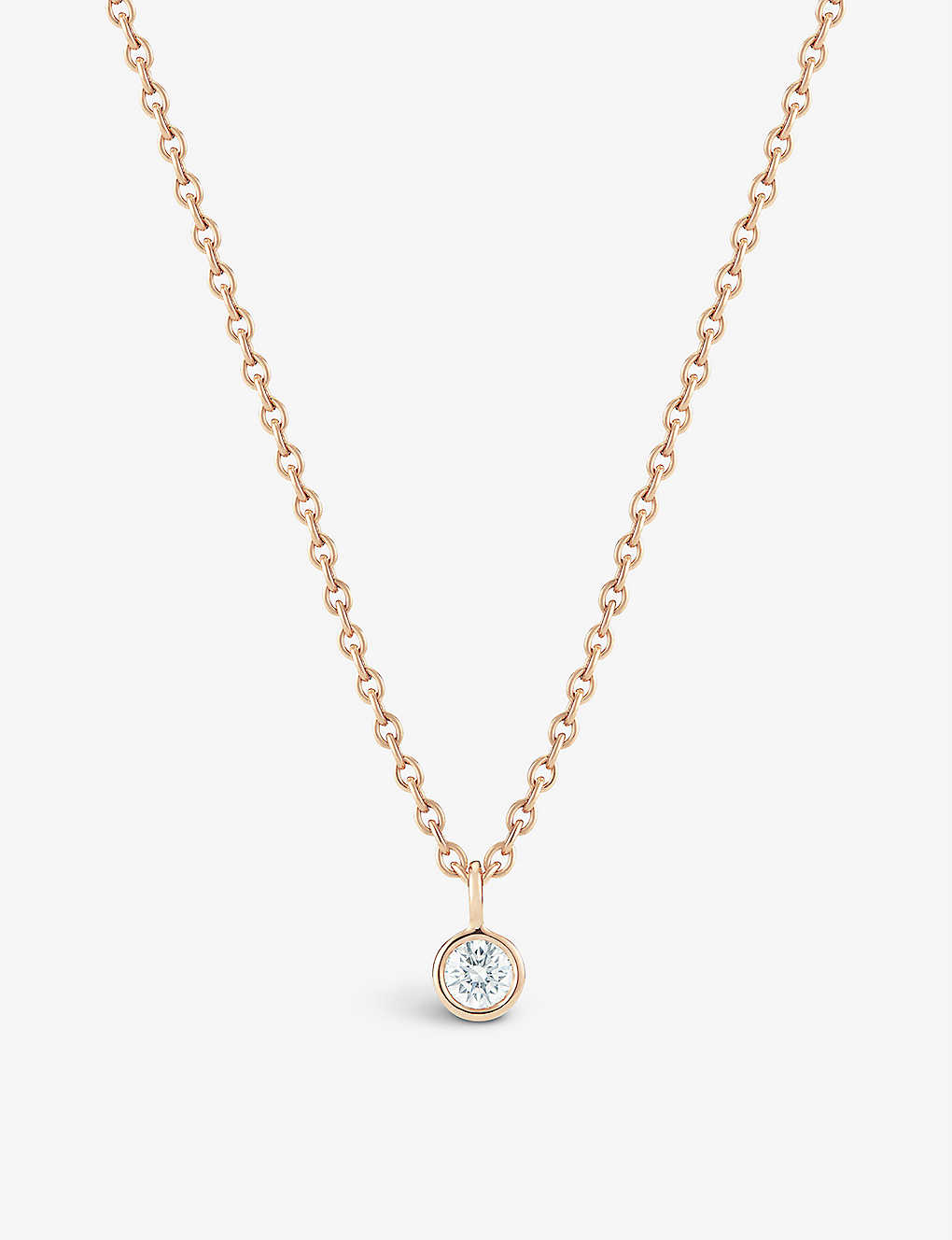 De Beers Clea 18ct Rose-gold And 0.07ct Round-cut Diamond Pendant Necklace In 18k Rose Gold