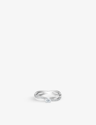 De Beers Infinity Solitaire Platinum And 0.20ct Round Brilliant Diamond Ring In Silver
