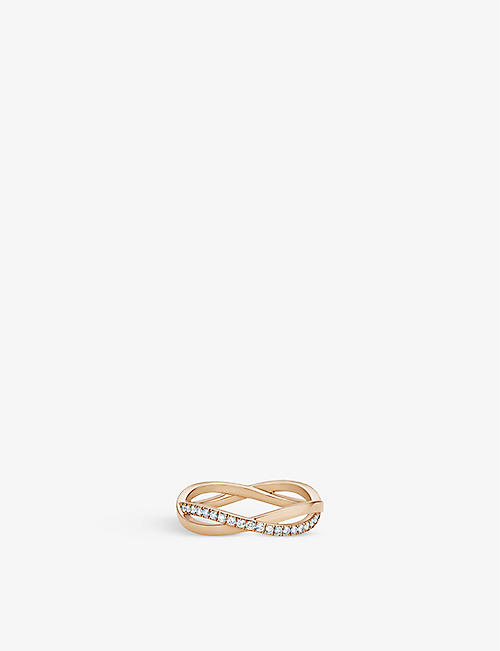 DE BEERS JEWELLERS: Infinity 18ct rose gold and 0.72ct pavé diamond ring
