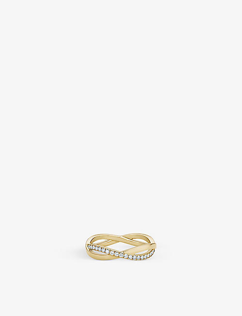 DE BEERS JEWELLERS: Infinity 18ct yellow gold and 0.72ct pavé diamond ring