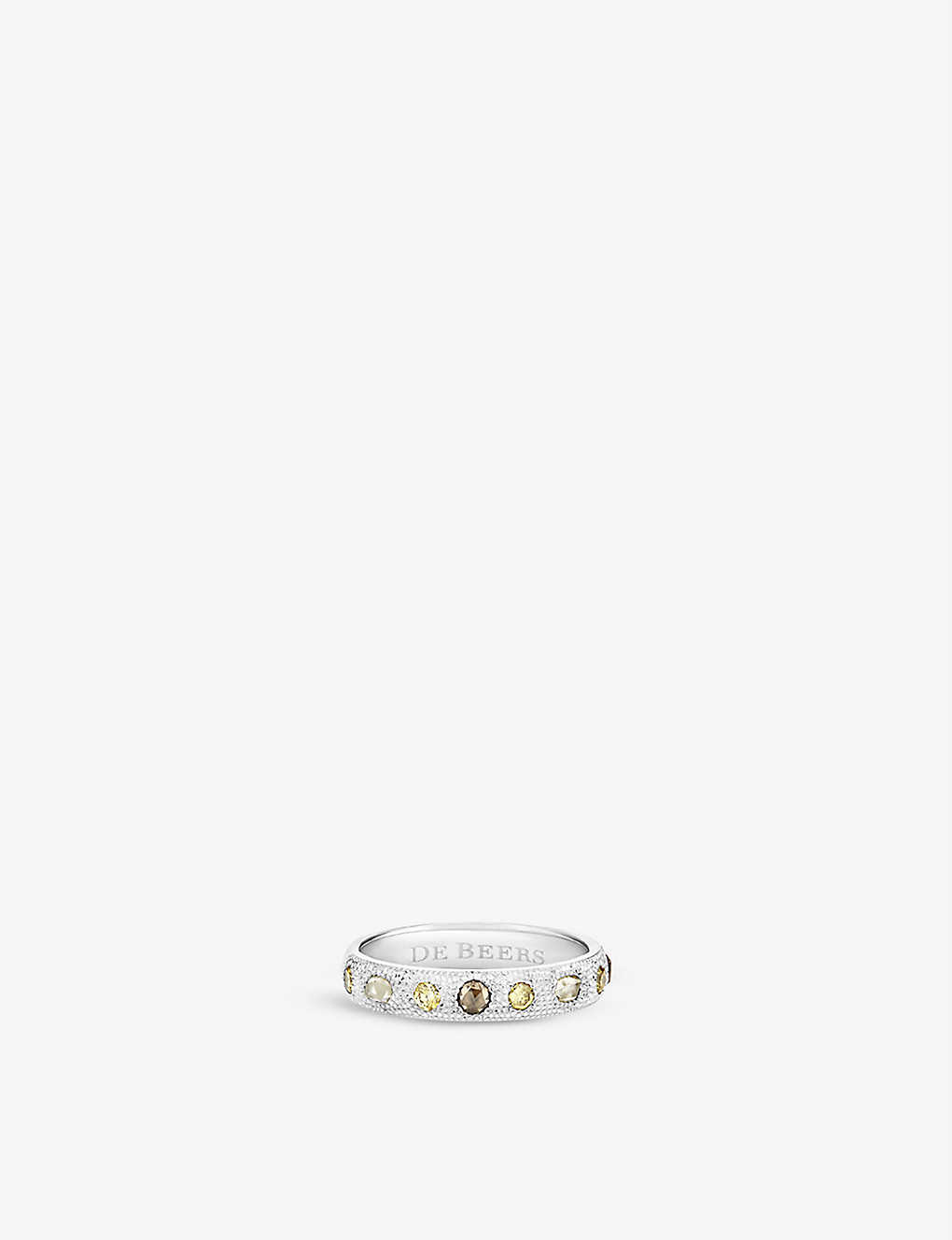 De Beers Talisman Small 18ct White-gold And 0.48ct Round-cut Diamond Band Ring In Silver