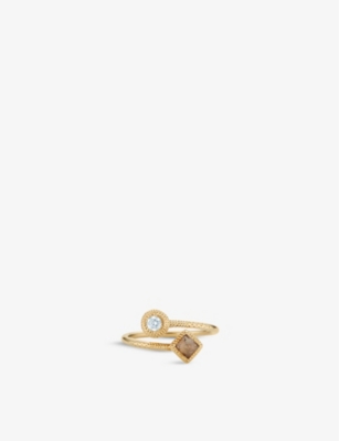 DE BEERS: Talisman 18ct yellow-gold and 0.15ct diamond ring