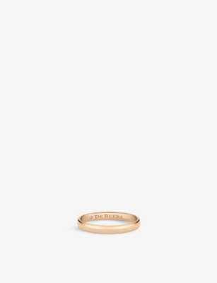 DE BEERS JEWELLERS: Wide Court 18ct rose-gold and 0.08ct diamond wedding band