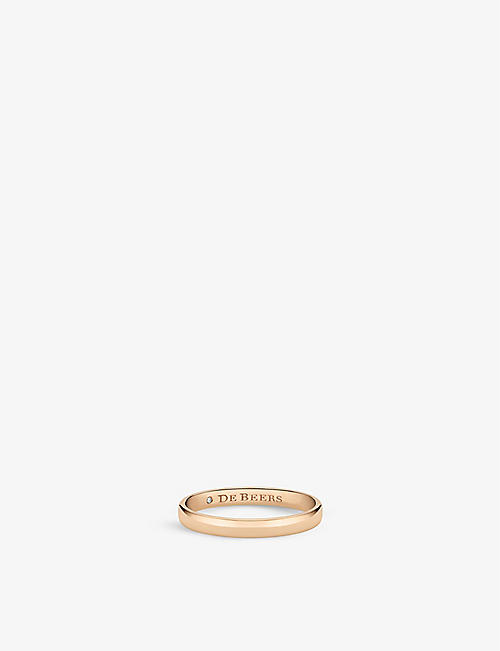 DE BEERS JEWELLERS: Wide Court 18ct rose-gold and 0.08ct diamond wedding band
