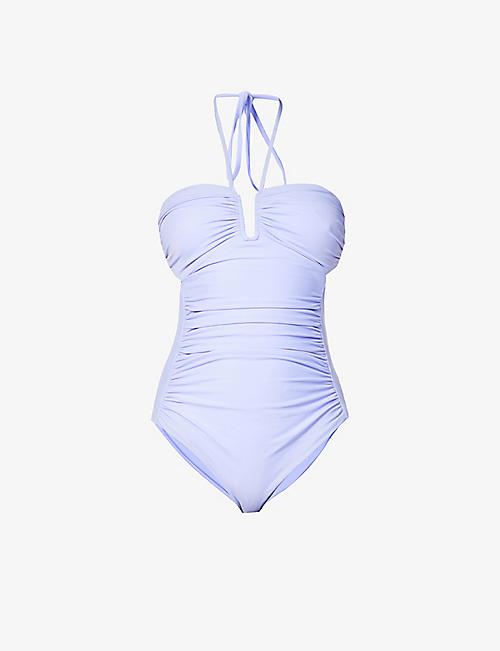 SELF-PORTRAIT: Asymmetric ruched bikini