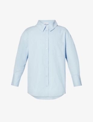 ANINE BING Mika oversized cotton-poplin shirt Blue L